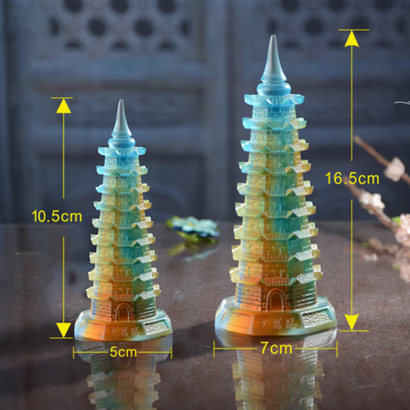 Buddha Stones Feng Shui Wenchang Tower Handmade Liuli Crystal Pagoda Art Piece Luck Home Office Decoration - image 12