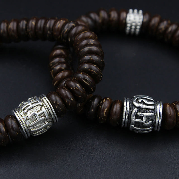 Buddha Stones Natural Tibetan Coconut Shell Om Mani Padme Hum Positive Bracelet - image 25