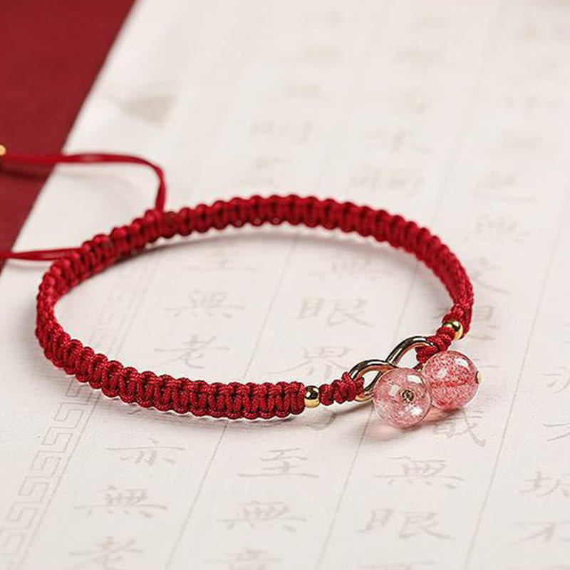 Buddha Stones Natural Strawberry Quartz Amethyst Green Phantom Bead Positive Bracelet - image 7