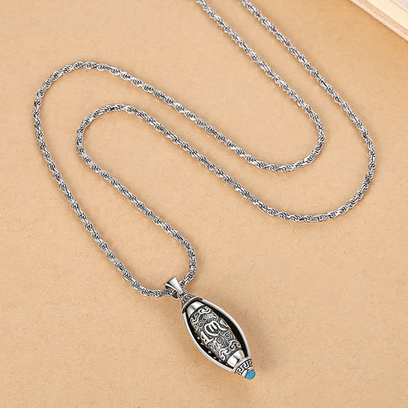 Buddha Stones Tibet Om Mani Padme Hum Protection Necklace Rotatable Pendant - image 5