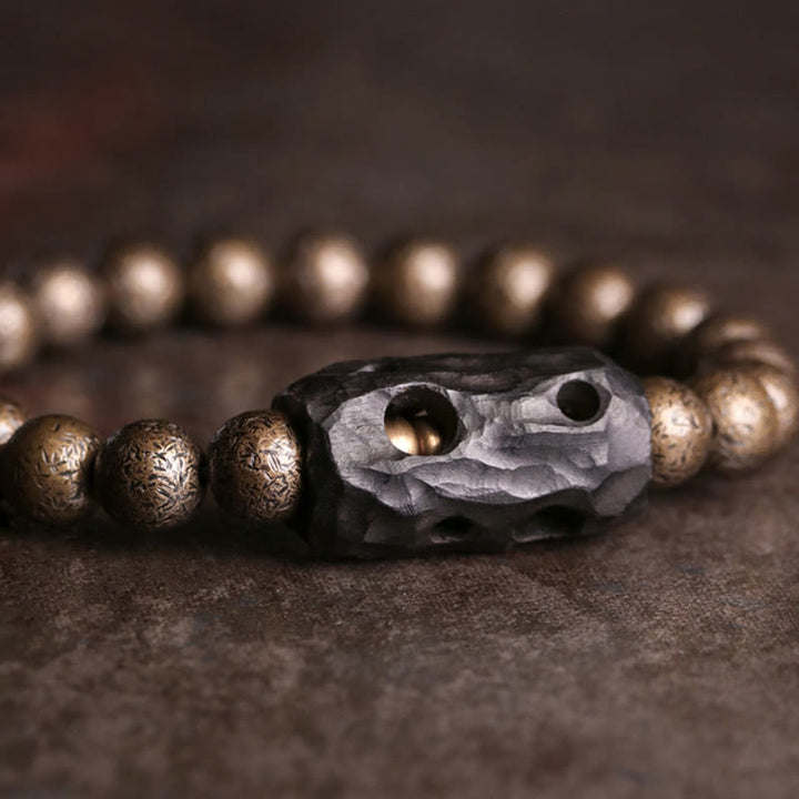 Buddha Stones Tibet Ebony Wood Copper Peace Balance Beaded Bracelet - image 2