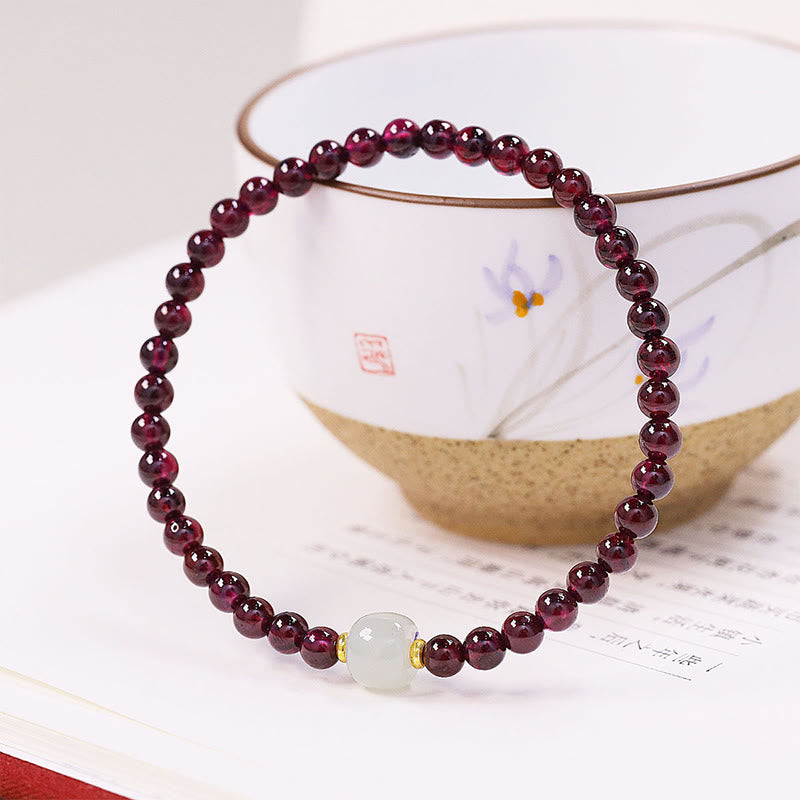 Buddha Stones Natural Garnet Jade Bead Purification Bracelet - image 2