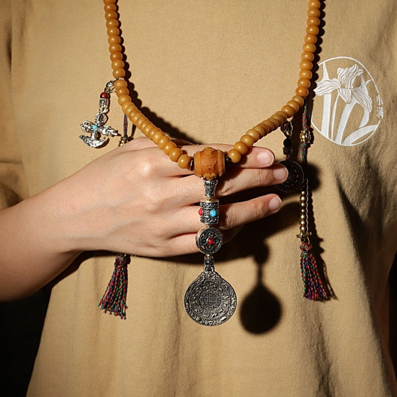 Buddha Stones Tibet 108 Mala Beads Bodhi Seed Bagua Vajra Wealth Bracelet - image 2