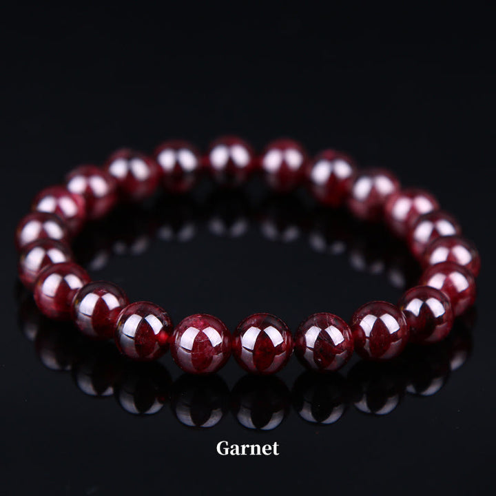 Buddha Stones Natural Stone Quartz Healing Beads Bracelet - 8mm - Garnet - image 73