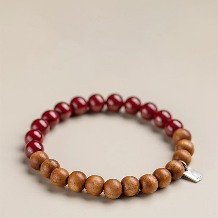 Buddha Stones 925 Sterling Silver Peach Wood Cinnabar Ward Off Evil Spirits Bracelet - image 8