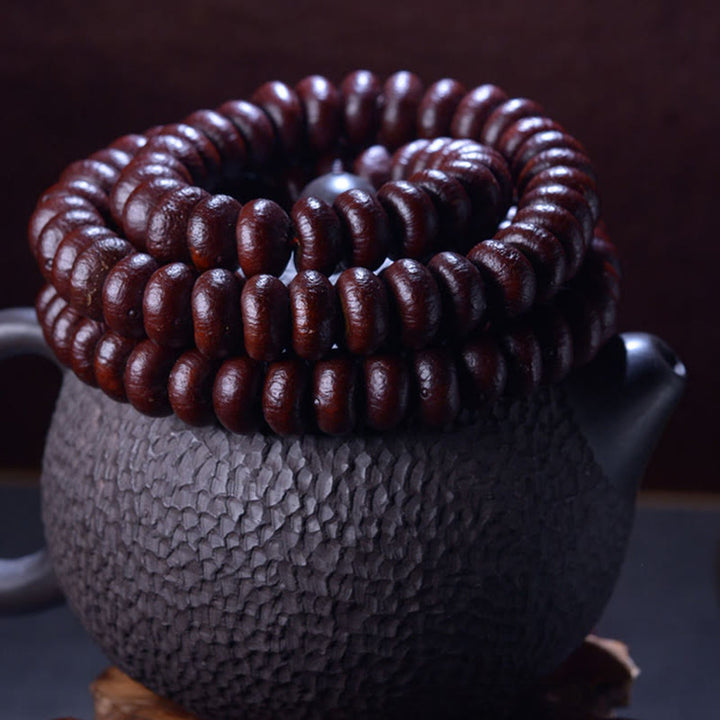 Buddha Stones Natural Tibet 108 Mala Beads Purple Bodhi Seed Wealth Bracelet - image 2