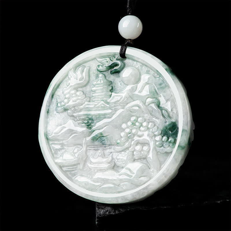Buddha Stones Mountain Landscape Jade Abundance String Necklace - image 2