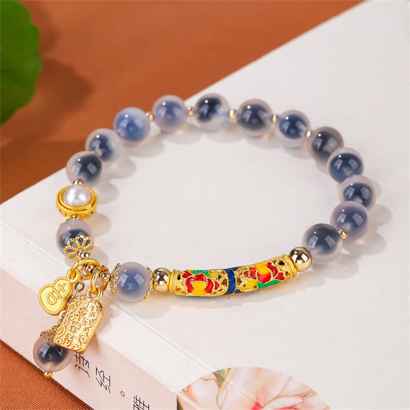 Buddha Stones Natural Blue Candy Agate Amulet Strength Bracelet - image 2