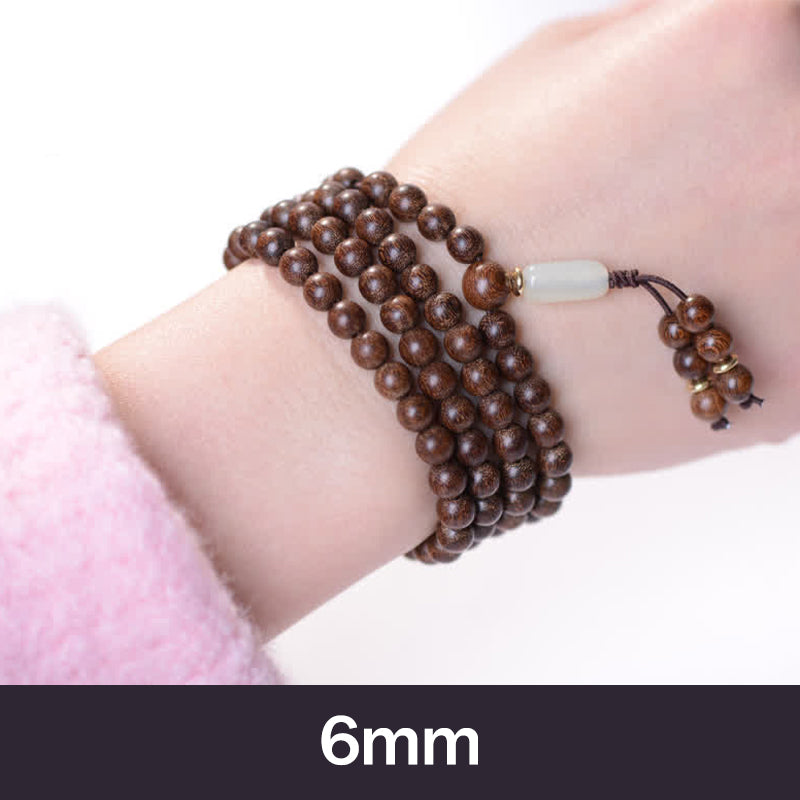 Buddha Stones 108 Mala Beads Rosewood Jade Calm Bracelet - 6mm - image 3