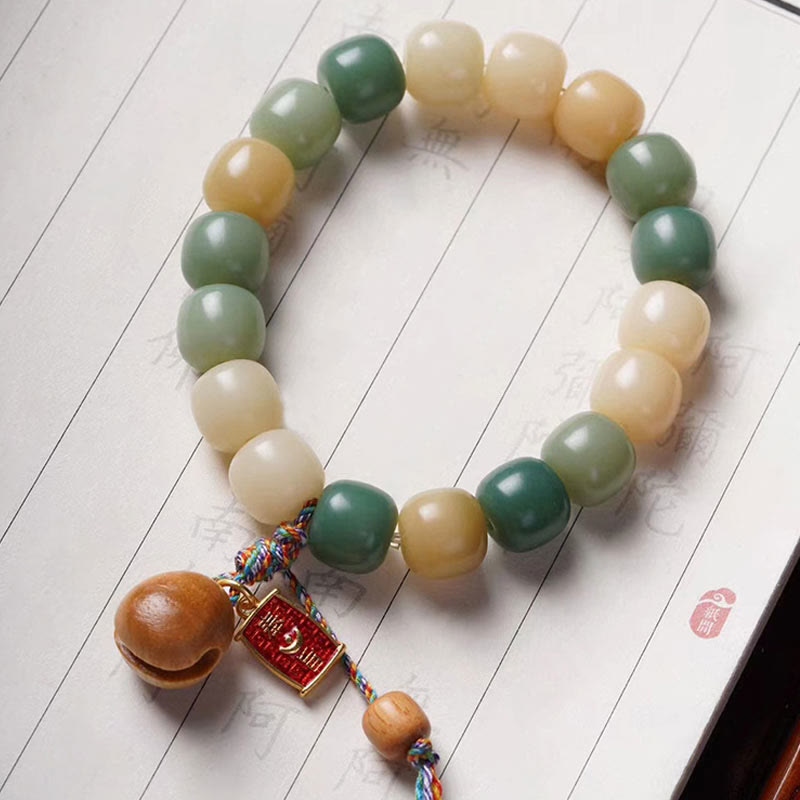 Buddha Stones Natural Gradient Bodhi Seed Wisdom Wooden Fish Drum Charm Bracelet - Bodhi Seed(Wisdom♥Wake Up)(Wrist Circumference 14-16cm) - image 0