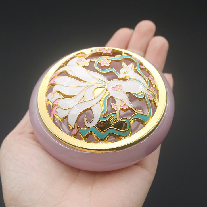 Buddha Stones Nine Tailed Fox Liuli Crystal Healing Meditation Incense Burner - image 3