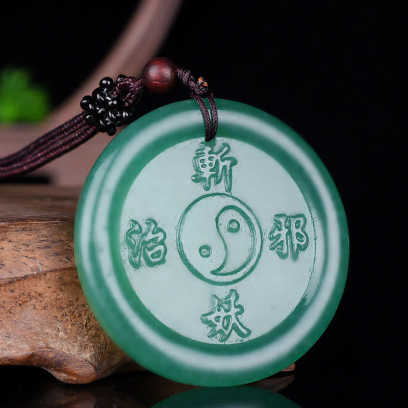 Buddha Stones Green Aventurine Yin Yang Balance Necklace Pendant - image 1