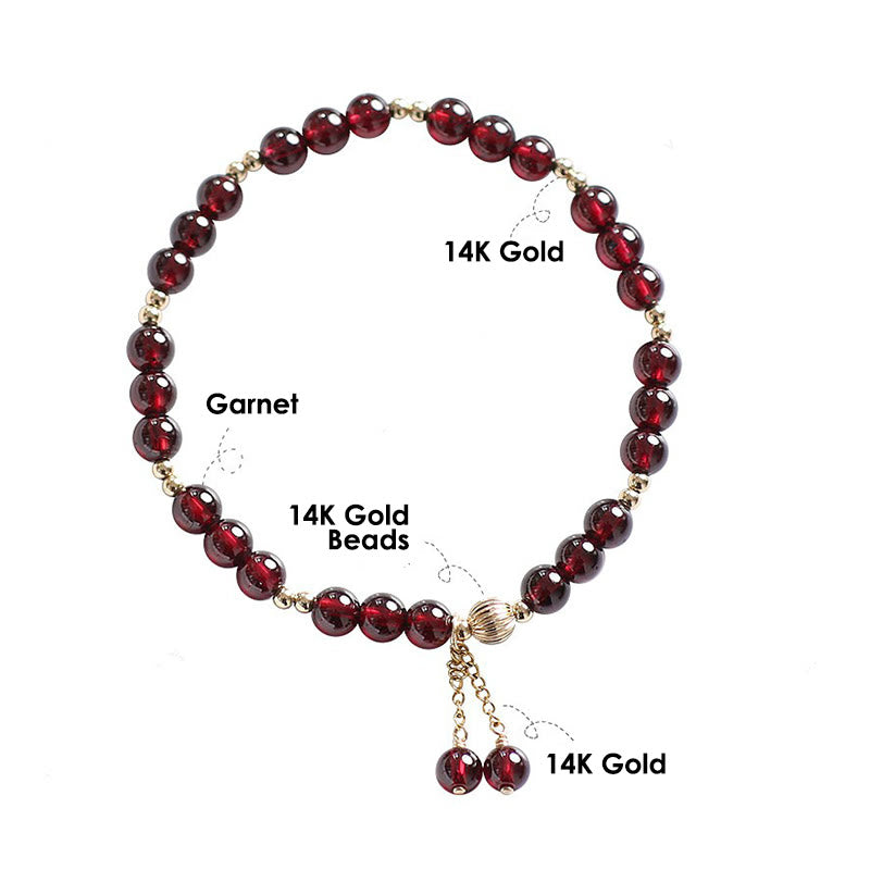 Buddha Stones 14K Gold Plated Alloy Natural Garnet Calm Bracelet - image 9