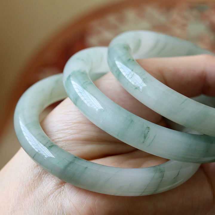 Buddha Stones Natural Jade Luck Prosperity Bangle Bracelet - image 2