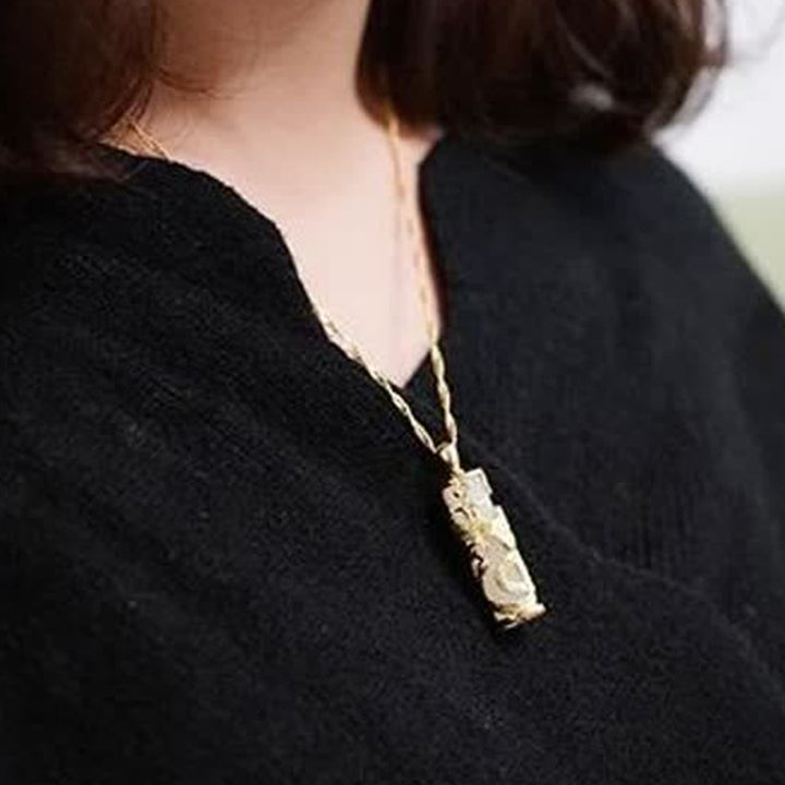 Buddha Stones Jade Dragon Phoenix Copper Blessing Harmony Necklace Pendant - image 9