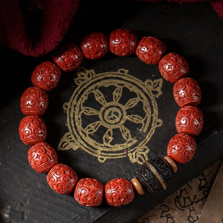 Buddha Stones Natural Cinnabar Ebony Calm Blessing Bracelet - Cinnabar - image 0