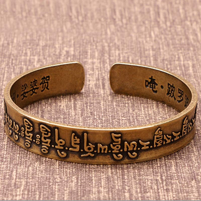 Buddha Stones Tibetan Mahāpratisarā Mantra Sanskrit Copper Brass Healing Bracelet Bangle - image 1