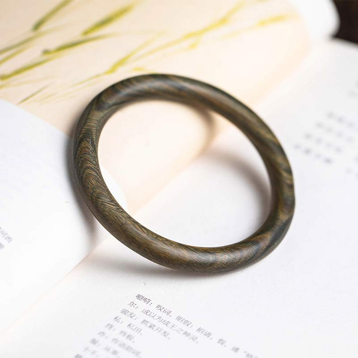 Buddha Stones Tibetan Small Leaf Red Sandalwood Ebony Green Sandalwood Protection Bracelet Bangle - Green Sandalwood - 64mm - image 18