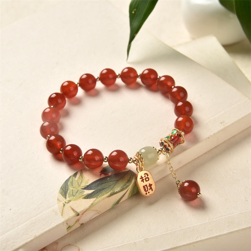 Buddha Stones Natural Red Agate Jade Confidence Fortune Blessing Charm Bracelet - image 13