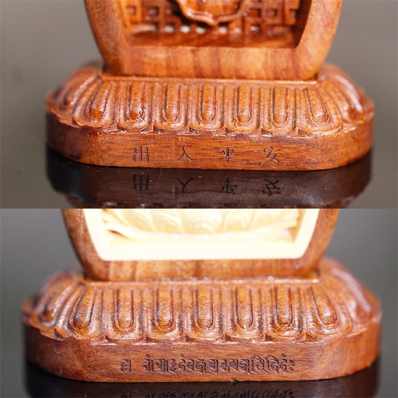 Buddha Stones Guru Rinpoche Buddha Padmasambhavan Serenity Wood Engraved Statue Figurine Decoration - image 4