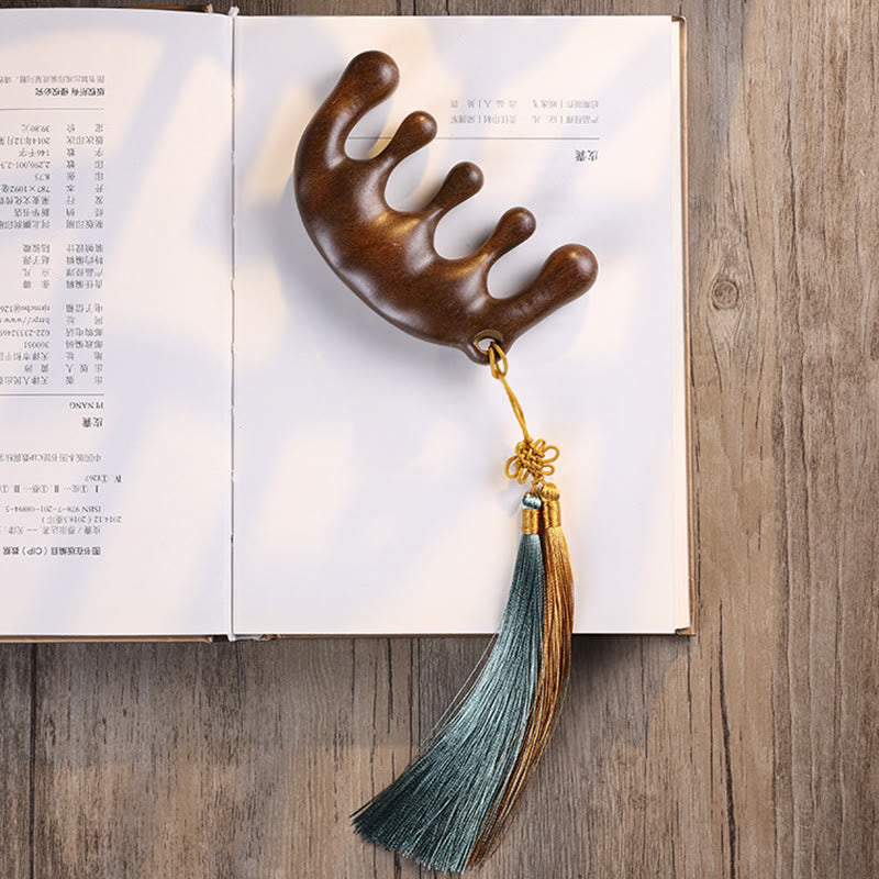 Simple Green Sandalwood Soothing Tassel Massage Comb - image 1