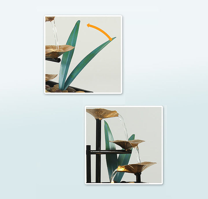 Buddha Stones Three Layers Waterfall Fountain Tabletop Lotus Ornaments With River Rocks Desktop Decoration - image 10