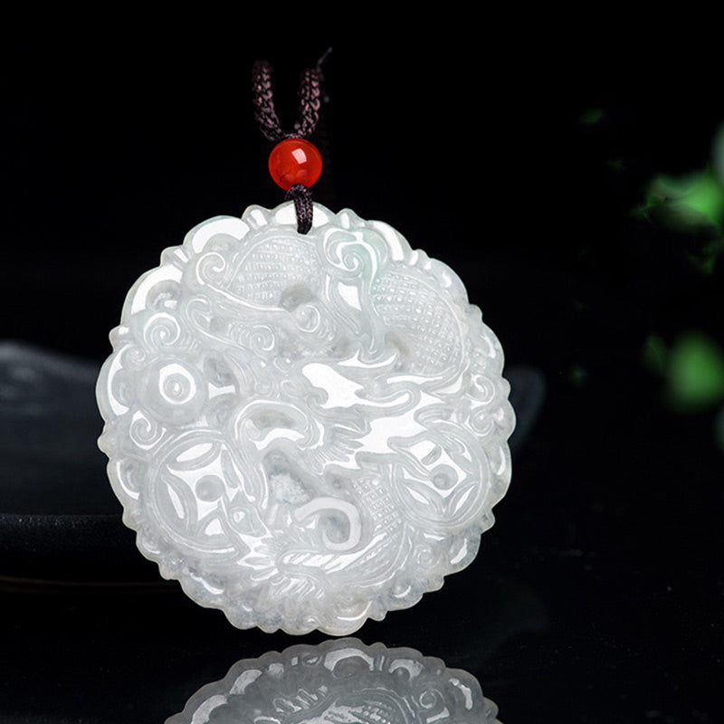 Buddha Stones White Jade Dragon Protection Necklace String Pendant - image 6