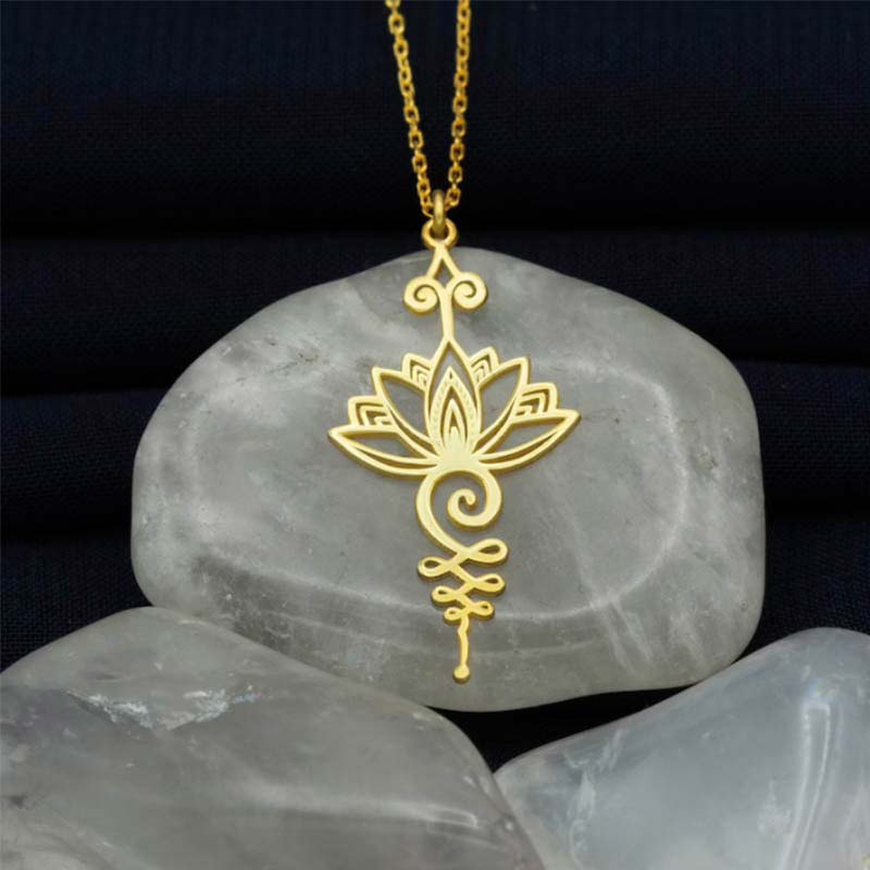 Buddha Stones Lotus Luck Wealth Necklace Pendant - Gold - image 2