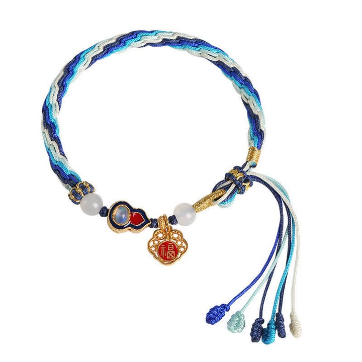 Buddha Stones 925 Sterling Silver Handmade Gourd Blessing String Reincarnation Knot Bracelet - image 11