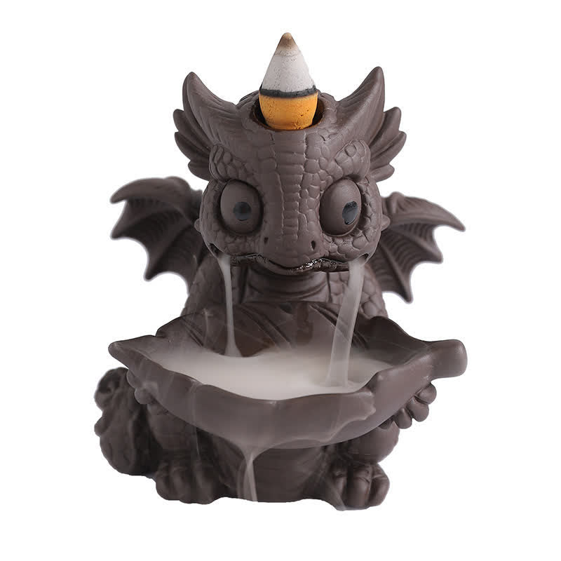 Lovely Dinosaur Purple Clay Backflow Smoke Fountain Healing Incense Burner Decoration - image 9