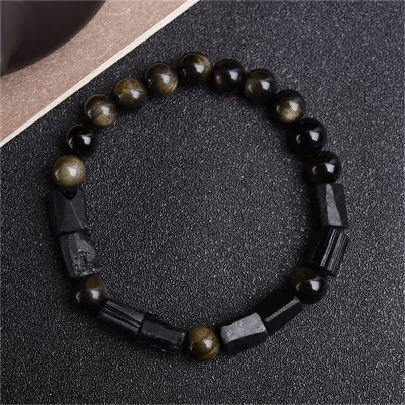 Buddha Stones Gold Sheen Obsidian Black Tourmaline Wealth Bracelet - image 6
