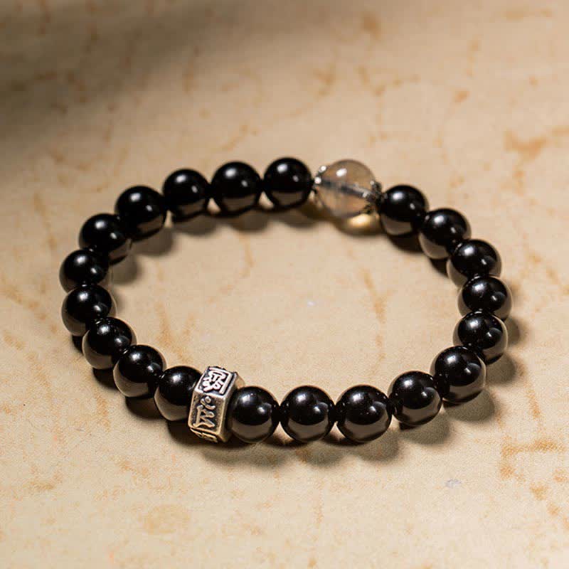 Buddha Stones Chinese Zodiac Natal Buddha 925 Sterling Silver Black Obsidian Moonstone Strength Bracelet - image 8