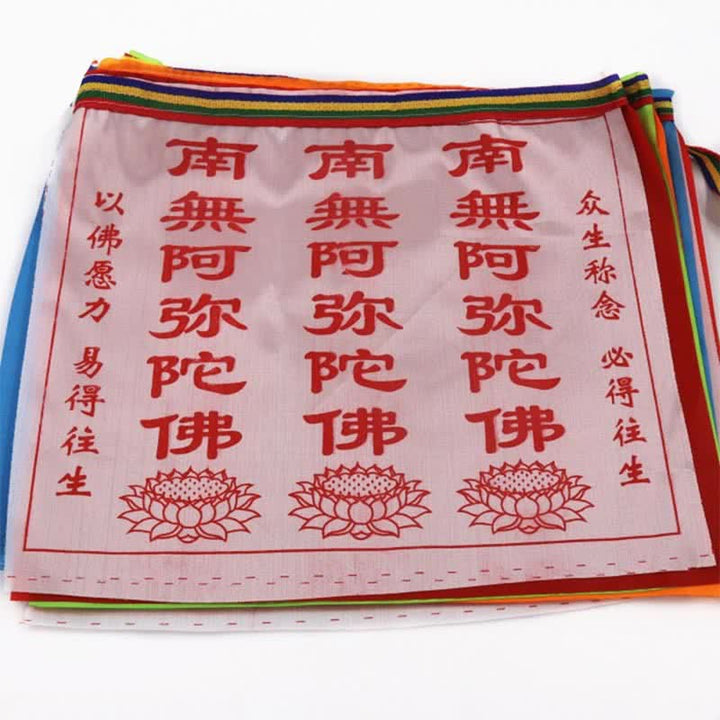 Buddha Stones Tibetan 7 Colors Windhorse Letter Auspicious Lotus Outdoor 21 Pcs Prayer Flag - image 23