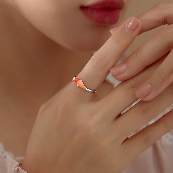 Buddha Stones Koi Fish Copper Balance Luck Adjustable Ring - image 3