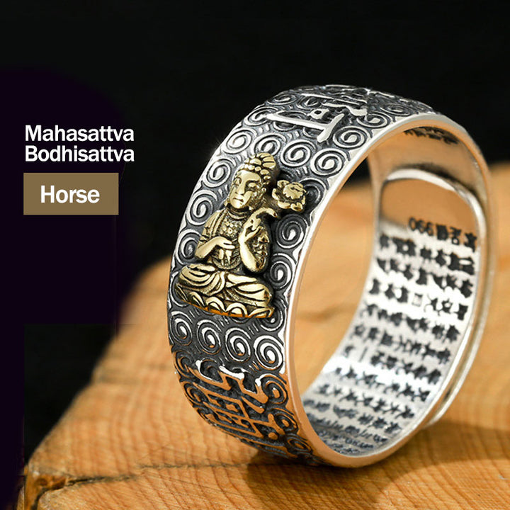 Buddha Stones Chinese Zodiac Natal Buddha Wealth Luck Adjustable Ring - Mahasattva Bodhisattva-Horse - image 21