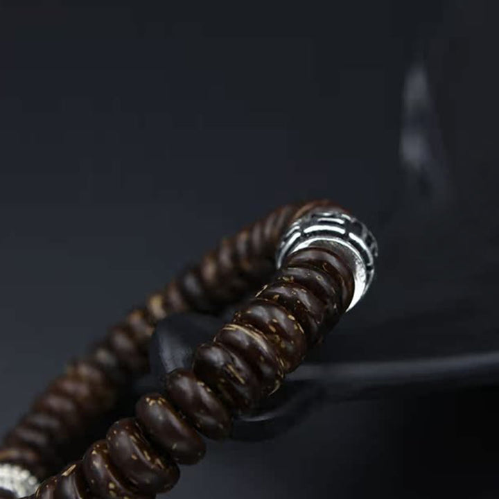 Buddha Stones Natural Tibetan Coconut Shell Om Mani Padme Hum Positive Bracelet - image 16