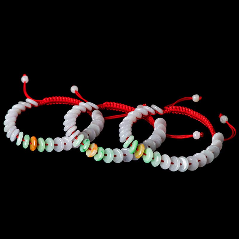 Buddha Stones Round Jade Lucky Red String Weave Bracelet - image 16