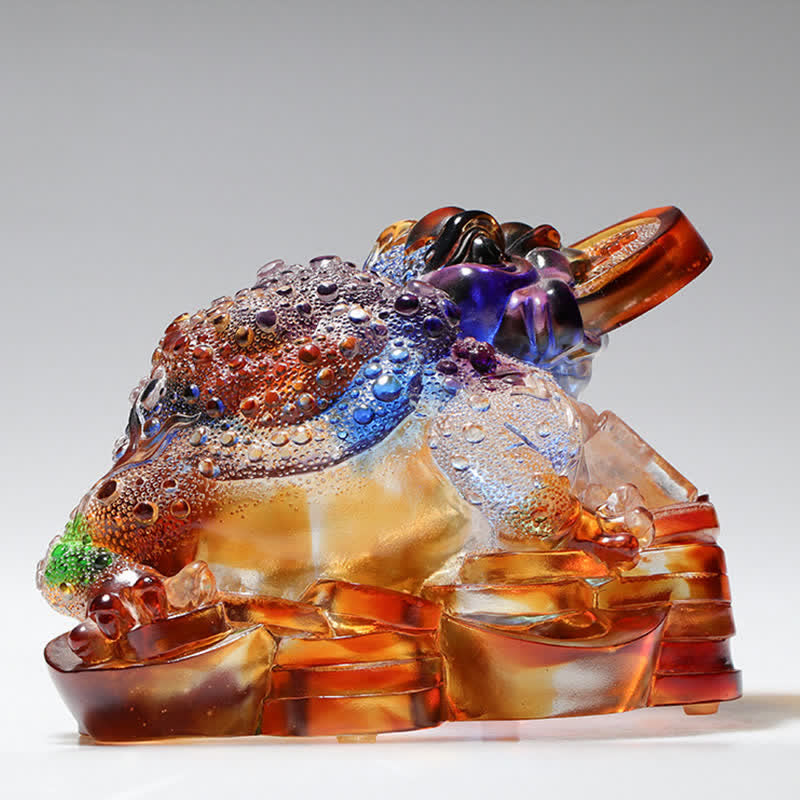 Buddha Stones Feng Shui Frog Handmade Liuli Crystal Art Piece Wealth Home Office Decoration - image 10
