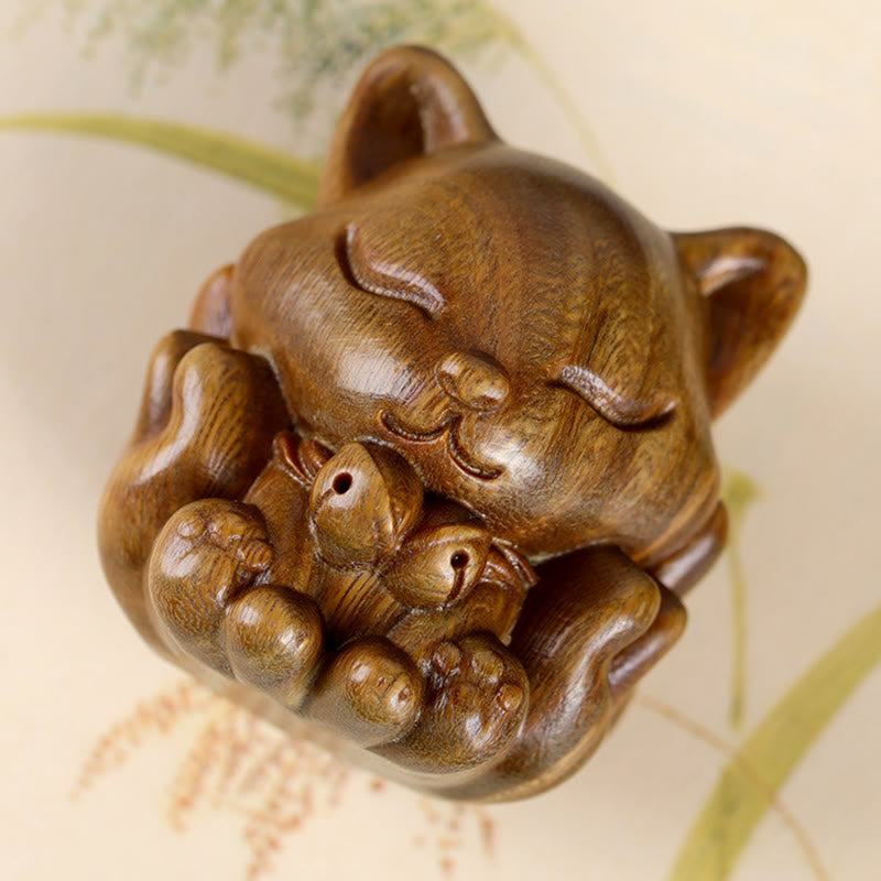 Buddha Stones Mini Nine Tailed Fox Ivory Fruit Sandalwood Green Sandalwood Blessing Decoration - image 17