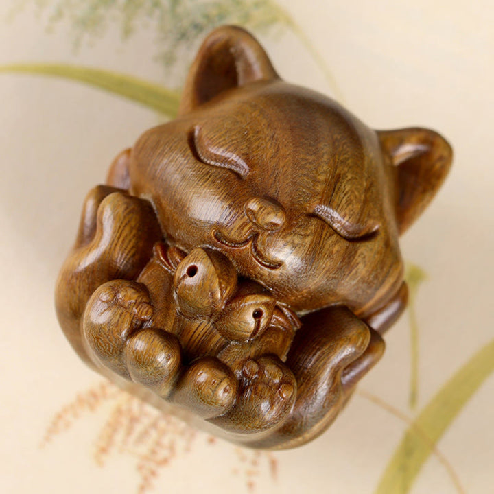 Buddha Stones Mini Nine Tailed Fox Ivory Fruit Sandalwood Green Sandalwood Blessing Decoration - image 17