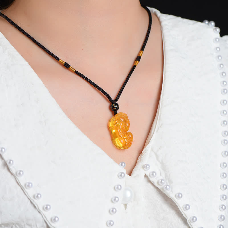 Buddha Stones FengShui Citrine PiXiu Wealth Necklace Pendant - image 2