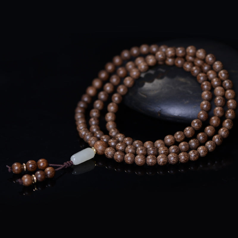 Buddha Stones 108 Mala Beads Rosewood Jade Calm Bracelet - image 1