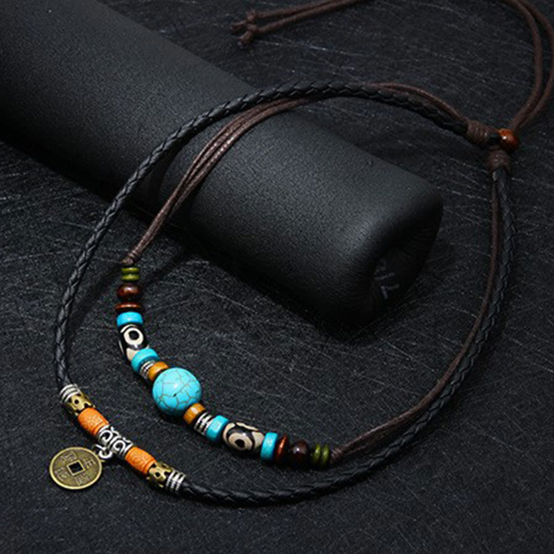 Buddha Stones Turquoise Dzi Bead Protection Necklace - image 4