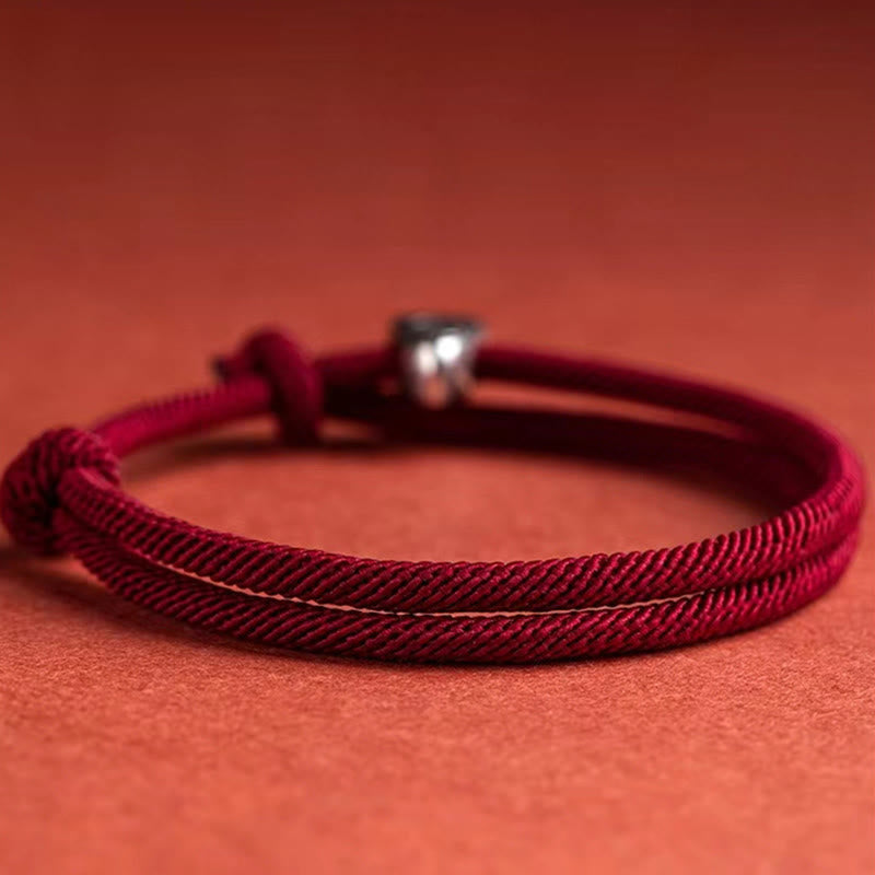 Buddha Stones 925 Sterling Silver Fu Character Blessing Handmade Braided Bracelet - image 7