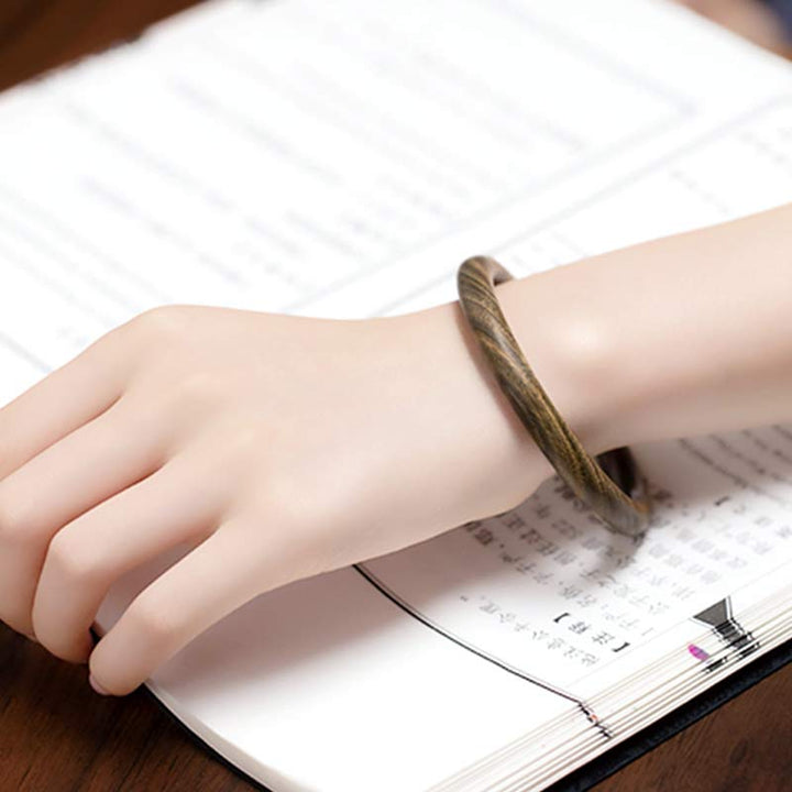 Buddha Stones Tibetan Small Leaf Red Sandalwood Ebony Green Sandalwood Protection Bracelet Bangle - image 21