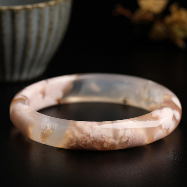 Natural Sakura Agate Peace Bracelet Bangle - image 5