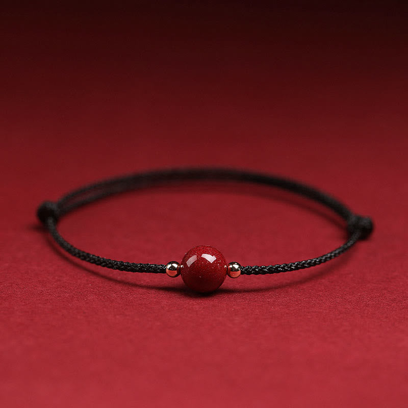 Buddha Stones Natural Lucky Cinnabar Bead Blessing String Bracelet Anklet - One Cinnabar Bead - Black - Anklet(Anklet Circumference 21-27cm) - image 7