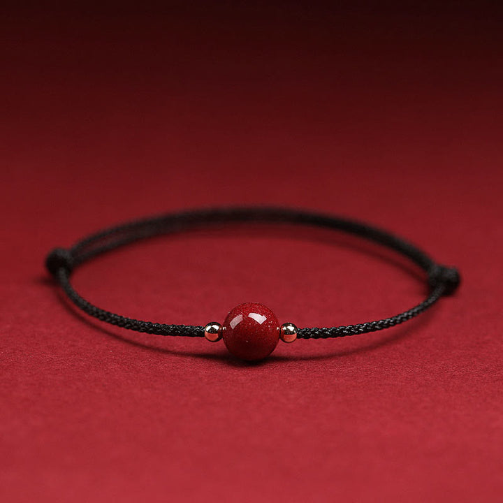 Buddha Stones Natural Lucky Cinnabar Bead Blessing String Bracelet Anklet - One Cinnabar Bead - Black - Anklet(Anklet Circumference 21-27cm) - image 7