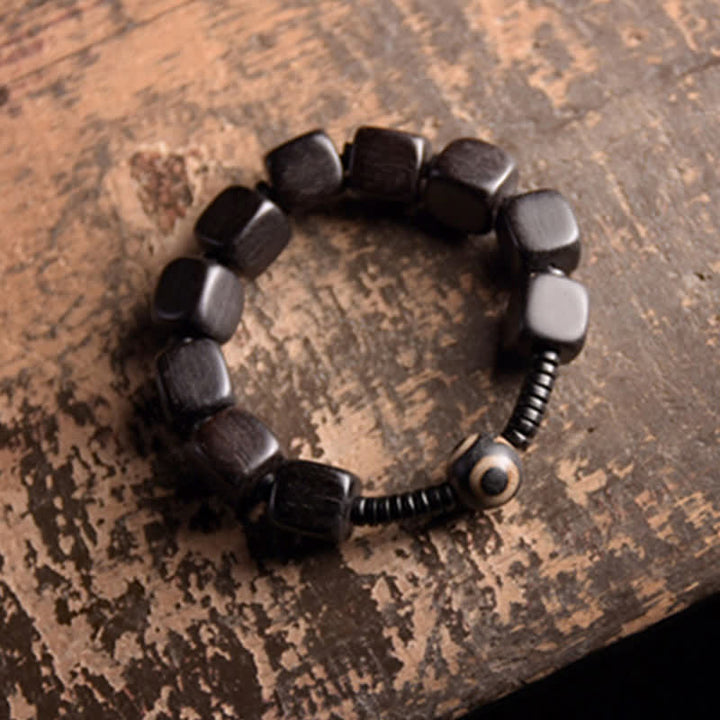 Buddha Stones Tibetan Ebony Wood Dzi Bead Strength Bracelet - image 3