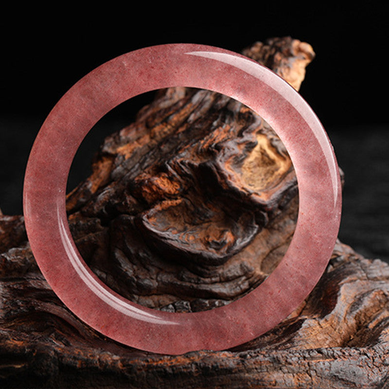 Buddha Stones Natural Strawberry Quartz Love Healing Bracelet Bangle - image 4